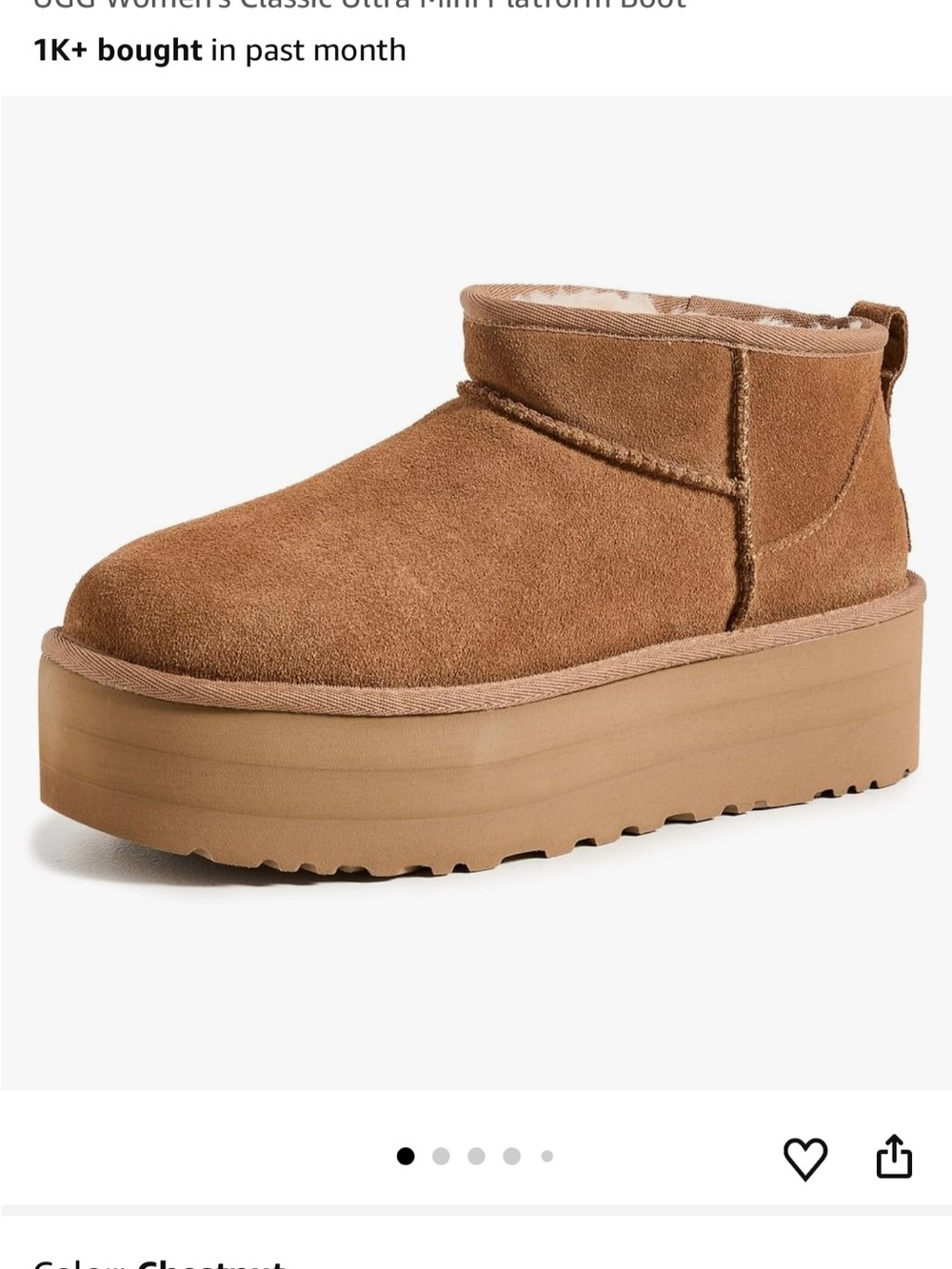 UGG Chestnut Suede Platform Mini Boot